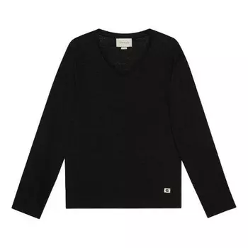 Футболка linen v-neck t-shirt with double g 'black' Gucci, черный