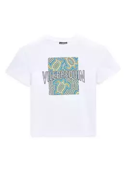 Футболка Little Boy's & Boy's с логотипом и принтом черепах Vilebrequin, цвет blanc