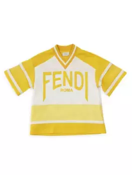 Футболка Little Boy's & Boy's с логотипом и V-образным вырезом Fendi, желтый