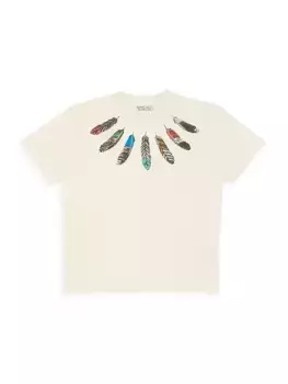 Футболка Little Boy's & Boy's с вырезом из перьев Marcelo Burlon, белый