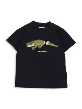 Футболка Little Boy's & Boy's с логотипом под крокодила Palm Angels, темно-зеленый