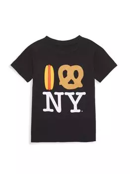Футболка Little Kid's & Kid's Hot Dog Pretzel NY PiccoliNY, черный
