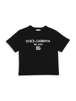 Футболка Little Kid's & Kid's Logo с короткими рукавами DOLCE&GABBANA, черный