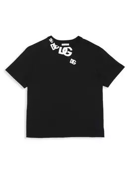 Футболка Little Kid's & Kid's Logo с короткими рукавами DOLCE&GABBANA, черный