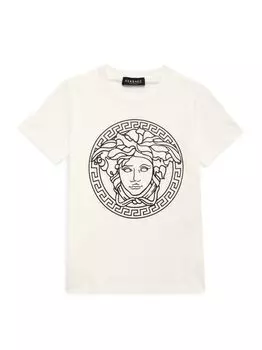 Футболка Little Kid's & Kid's St. Medusa с круглым вырезом Versace, белый