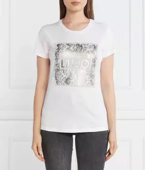 Футболка Liu Jo Regular Fit, белый / серебряный