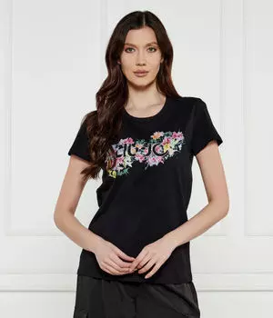 Футболка Liu Jo Regular Fit с цветочным принтом, черный