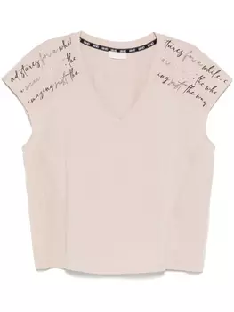 Футболка LIU JO с принтом, украшенным кристаллами, нейтральный