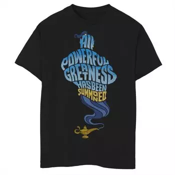 Футболка Live Action All Powerful Greatness Word Stack для мальчиков 8–20 лет с графикой Disney's Aladdin Disney, черный