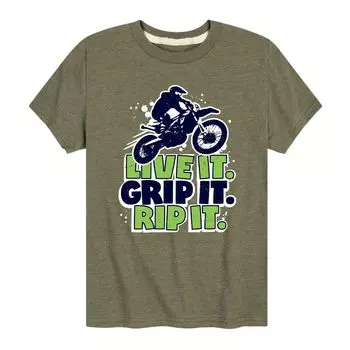 Футболка Live It Grip It Rip It для мальчиков 8–20 лет с рисунком Licensed Character, зеленый