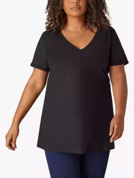 Футболка Live Unlimited Curve Cotton Slub V-Neck Longline, черный