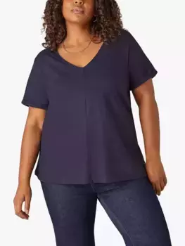 Футболка Live Unlimited Curve Cotton Slub V-Neck, темно-синий