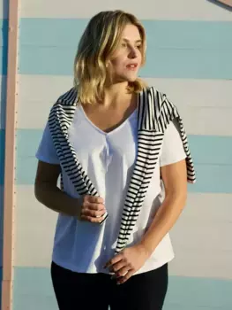 Футболка Live Unlimited Curve Cotton Slub V-Neck, белый