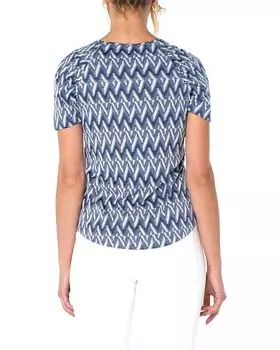 Футболка Liverpool Los Angeles Shirred Short Sleeve Knit Tee, цвет Blue/White Chevron