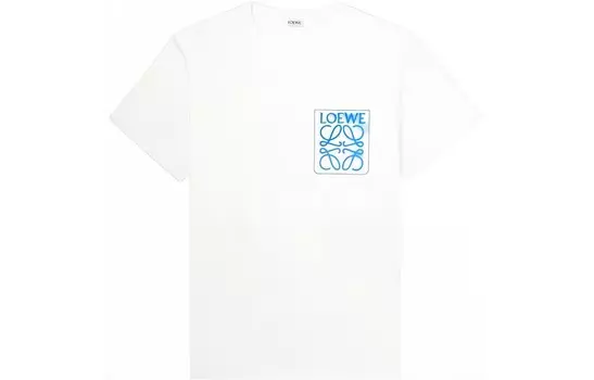 Футболка Loewe с анаграммой и поддельным карманом, белый