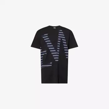 Футболка Loewe с полосками и нашивками, черный