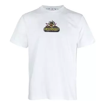 Футболка logo alphabet printing arrow short sleeve white Off-White, мультиколор