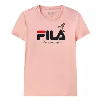 Футболка logo alphabet sports skin friendly short sleeve pink Fila, розовый