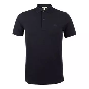 Футболка logo embroidered solid color cotton classic short sleeve polo shirt black Burberry, черный