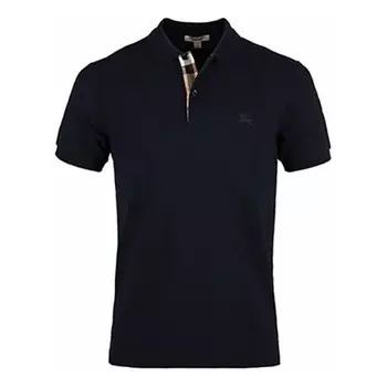 Футболка logo lapel short sleeve polo shirt navy blue Burberry, синий