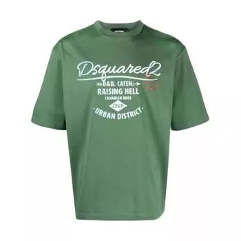 Футболка logo-print cotton t-shirt Dsquared2, зеленый