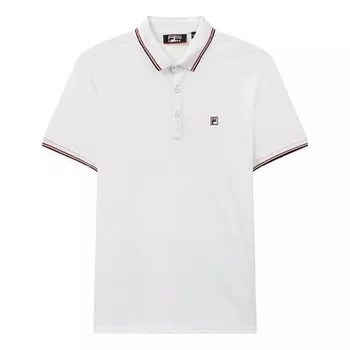 Футболка logo solid color sports short sleeve knitted polo shirt for men white Fila, белый