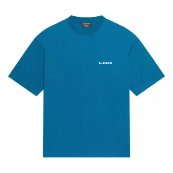 Футболка logo t-shirt medium fit 'blue' Balenciaga, синий