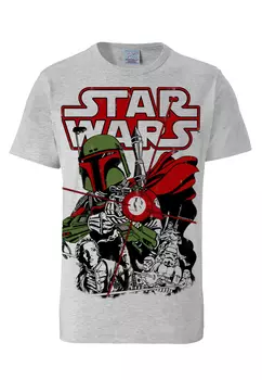 Футболка Logoshirt Boba Fett Krieg der Sterne, цвет grau-meliert