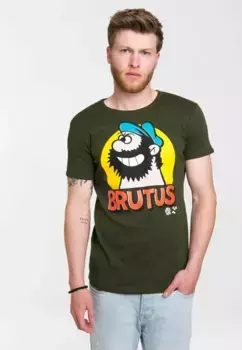 Футболка LOGOSHIRT "Brutus" с повседневным винтажным принтом, зеленый