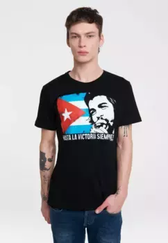 Футболка Logoshirt "Че Гевара - Кубинский флаг" с повседневным принтом, черный
