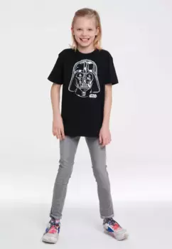 Футболка Logoshirt "Дарт Вейдер - Портрет" с принтом Дарта Вейдера, черно-белый