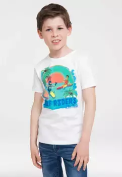 Футболка Logoshirt "DC — Batman & Robin — Surf Riders" с принтом "Бэтмен и Робин", белый