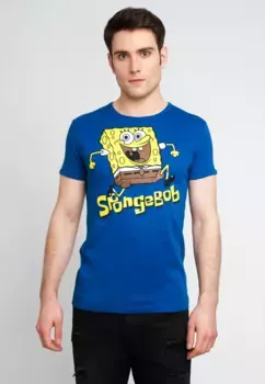 Футболка Logoshirt "Губка Боб - Прыгающий" с принтом "Губка Боб" и короткими рукавами, синий