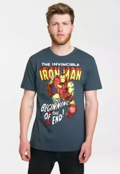Футболка Logoshirt "Iron Man Logo - Marvel", с ретро-принтом, цвет Blau-Mehrfarbig