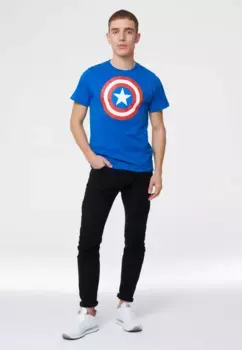 Футболка Logoshirt "Капитан Америка" с принтом "Щит Капитана Америки", синий