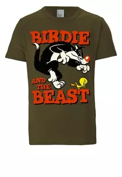 Футболка Logoshirt Looney Tunes – Sylvester & Tweety, цвет oliv-grn