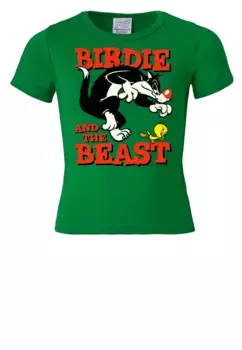 Футболка Logoshirt "Looney Tunes - Sylvester & Tweety" с лицензионным принтом, зеленый