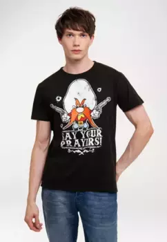 Футболка Logoshirt "Looney Tunes - Yosemite - Say Your Prayers" с крутым принтом, коричневый