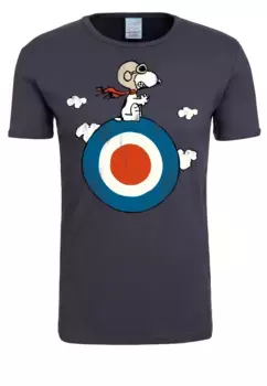 Футболка Logoshirt "Peanuts - Snoopy Pilot", с лицензионным принтом, серый