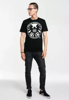 ФУТБОЛКА Logoshirt "S.H.I.E.L.D. — Logoshirt "Marvel Comics" с ретро-принтом "Щит", черный