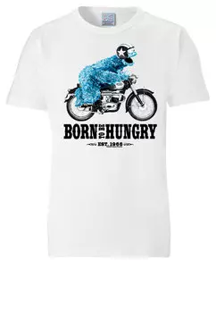 Футболка Logoshirt Sesamstrae Krmelmonster Motorrad, белый