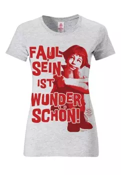 Футболка LOGOSHIRT Shirt Faul sein ist wunderschn, светло-серый