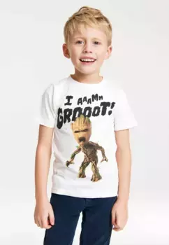 Футболка Logoshirt "Стражи Галактики - Грут" с принтом "Грут" спереди, белый