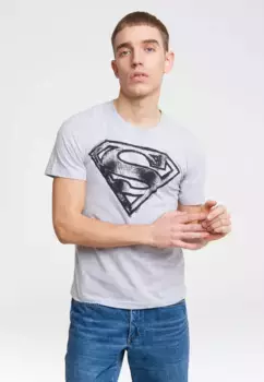 Футболка Logoshirt "SUPERMAN - LOGO SCRIBBLE", с классным принтом спереди, серый