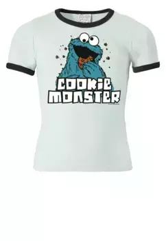 Футболка Logoshirt "Улица Сезам - Cookie Monster" с милым принтом Cookie Monster спереди, белый