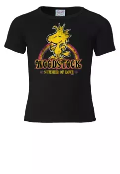 Футболка LOGOSHIRT "Woodstock" с милым принтом спереди, розовый