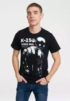 Футболка Logoshirt "Звездные войны - K-2SO" с великолепным принтом "Звездные войны" спереди, черный