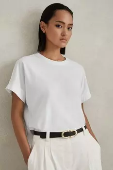 Футболка Lois из хлопка с круглым вырезом Reiss, белый