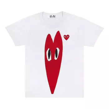 Футболка long heart printing short sleeve 'white red' Comme Des Garcons Play, белый