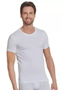 Футболка Long Life Cotton, V-образный вырез, однотонная, мужская SCHIESSER, белый